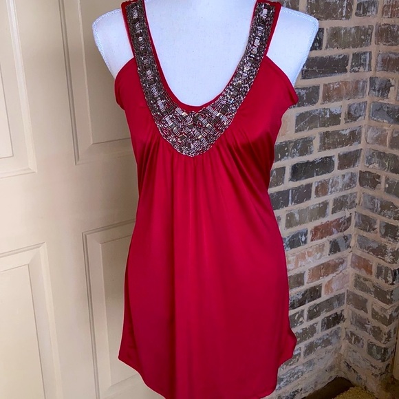 Rue 21 Rich Red Heavy Bead Embellished Special Occasion Halter Top/Dress Size XL - Picture 5 of 12